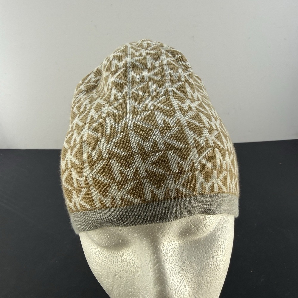 Michael Kors Logo Beanie Women's Hat Cap Cream Gold OS Lightweight